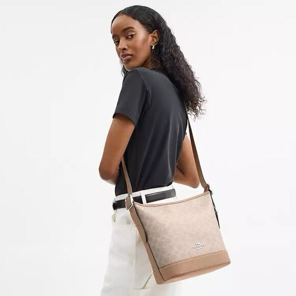 NWT Bundle Coach CBH20 Jude Duffle & CW778 Long Wallet Gold/Sand/Chalk - Picture 5 of 13